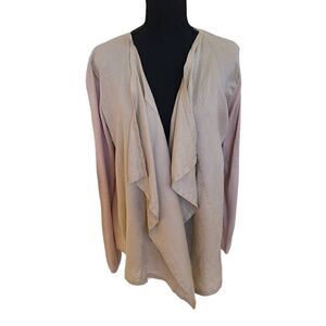 Calvin Klein Womens Open Front Flowy Beige Cardigan Sweater Size M